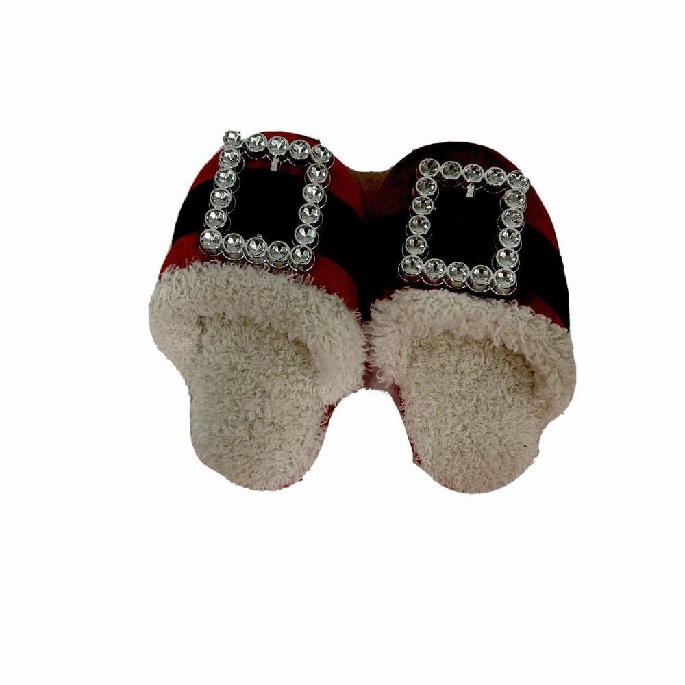 Santa Claus Shoes Christmas Red House Slippers Plush Small 11 12 EUR 29-30 Buckl